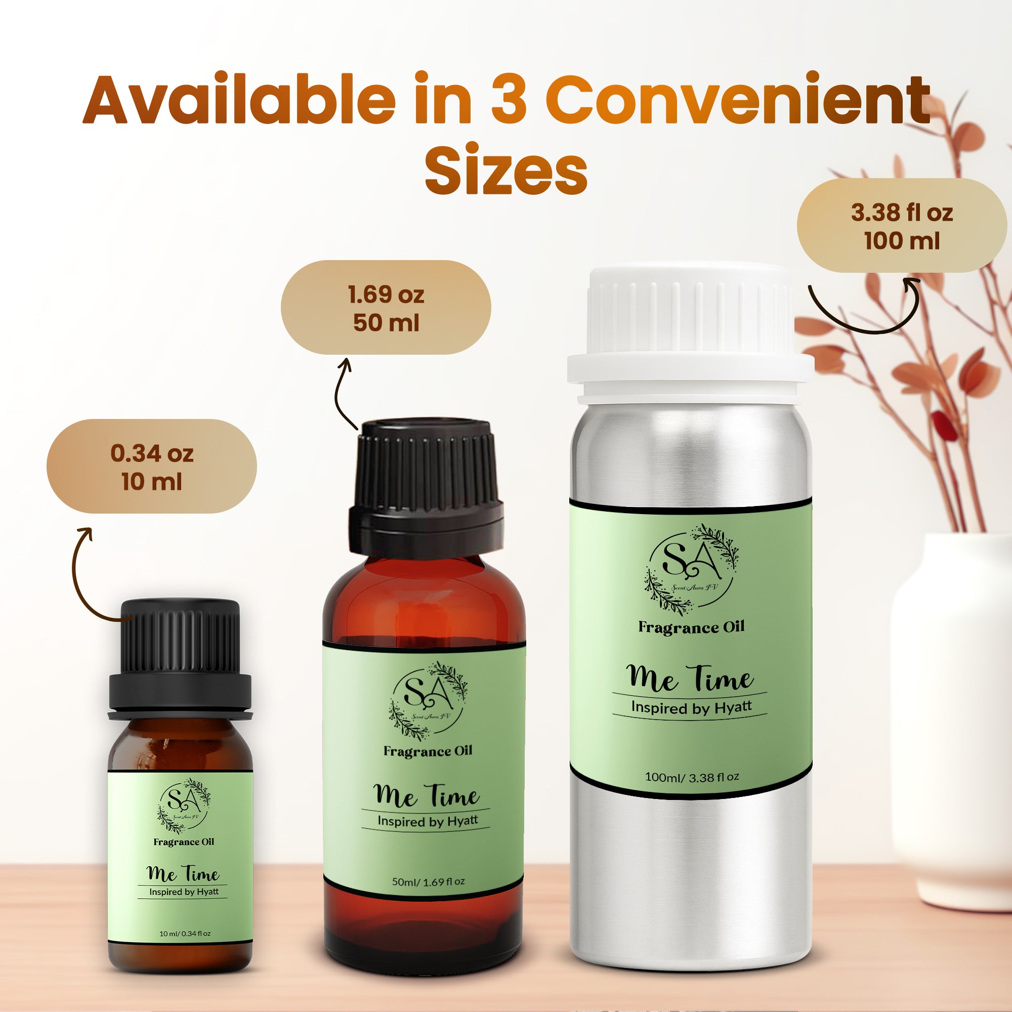 Scent Aura IV Me Time Fragrance Oil Inspired by Hyatt Hotel Scent Essential Oil for Diffusers (1.69 fl oz, Notes:Sweet Orange, Black Tea,Vanilla, Lily)