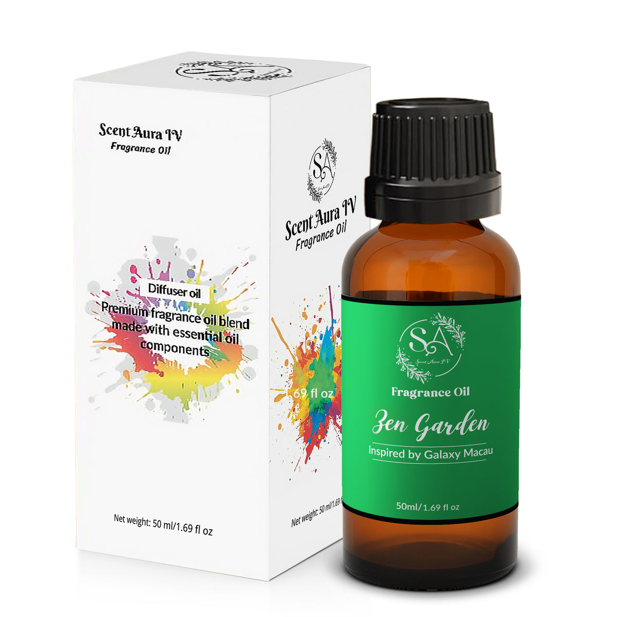 Scent Aura IV Zen Garden Diffuser Oil – Resort Inspired Fragrance Oil for Waterless, Reed & Ultrasonic Diffusers, White Tea, Bamboo & Amber, 10/50/100ml
