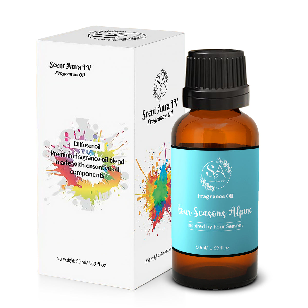 Scent Aura IV Four Seasons Alpine Diffuser Oil – Luxury 5 Star Hotel Inspired Fragrance Oil for Waterless, Reed & Ultrasonic Diffusers, Bergamot, Orange Blossom & Woods, 10/50/100ml