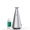Silver diffuser and bottle on a white background