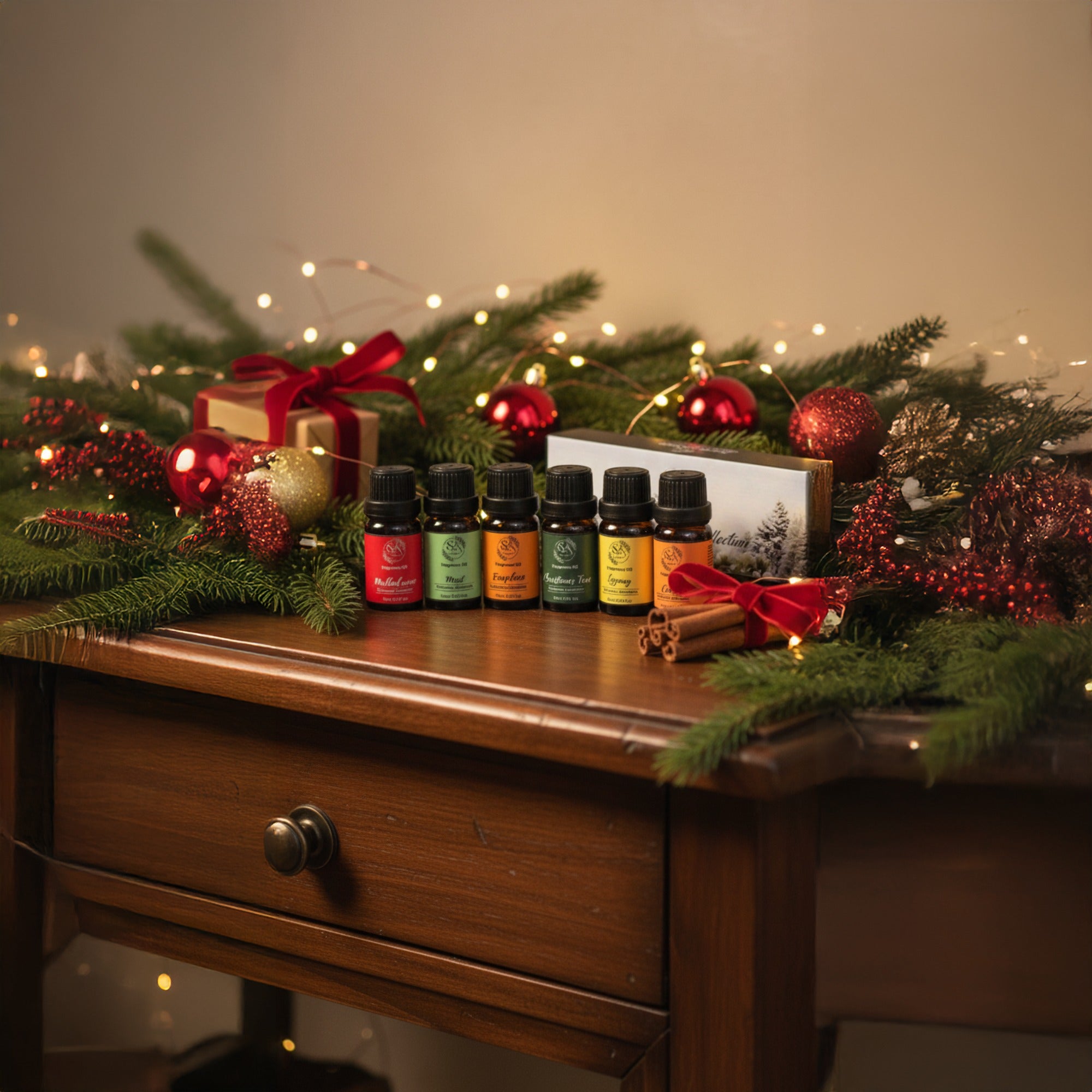 Scent Aura IV Fragrance Oils The Christmas Collection Set of 6 scents Including Eggnog Mulled Wine Mint Fireplace Christmas Tree Cedar for Diffusers