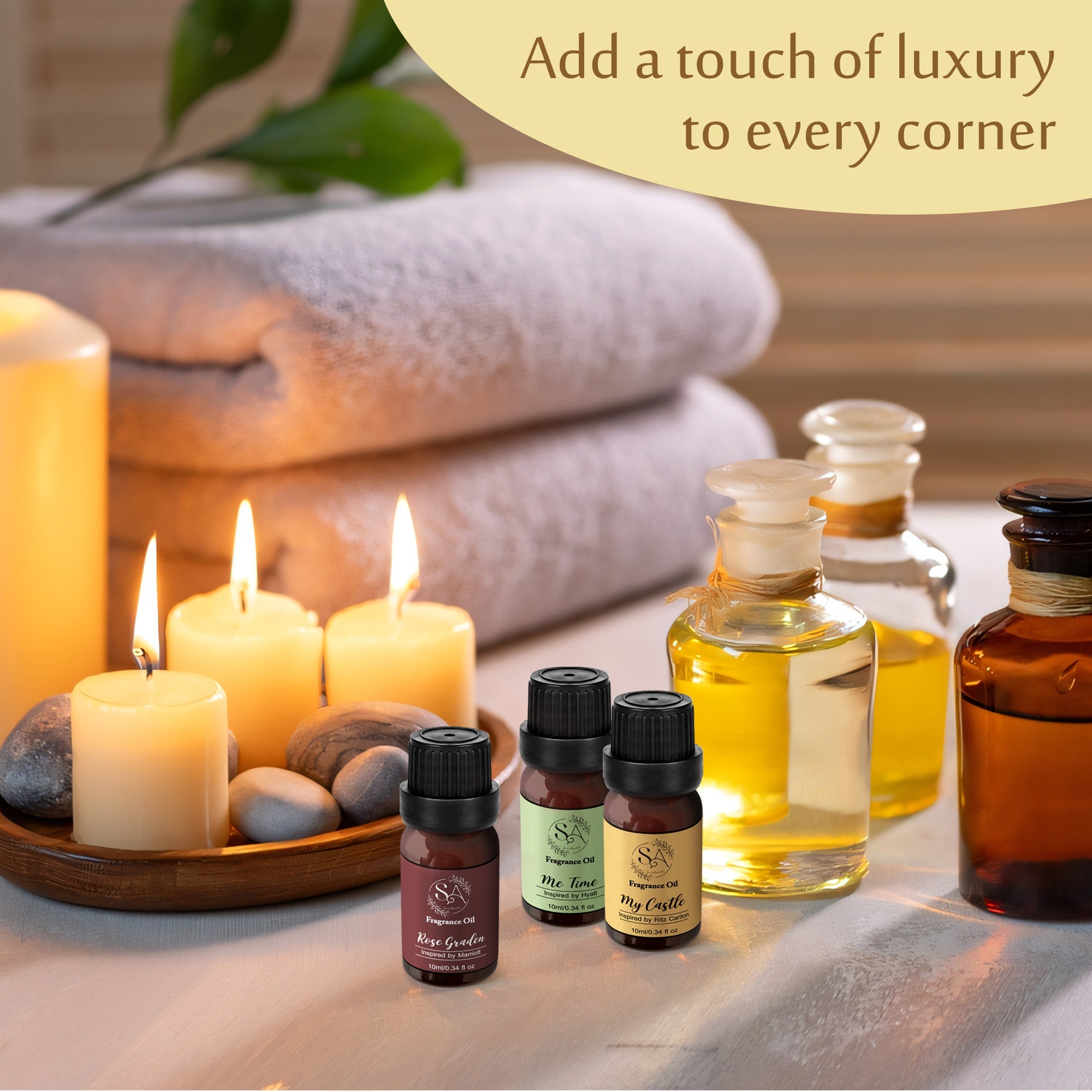 Scent Aura IV Fragrance Oils - 5 Hotel Secret Scents in One Collection Inspired by Marriott Ritz Carlton Park Hyatt Westin & Galaxy Macau for Diffusers